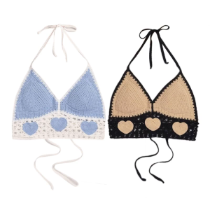 ชุดชายหาดเปิดหลังบราถักแฟชั่นสตรีสายคล้องคอบิกินี่ Camisoles ชายหาดสไตล์โบฮีเมียนเสื้อครอปสตรีบิกินี่สุดเซ็กซี่สำหรับเสื้อกล้าม