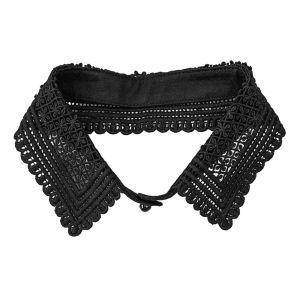 LINSBAYWU ลูกไม้ ปลอกคอปลอม ปุ่มมุก ถอดออกได้ ผูกหน้า แบบสบายๆ ปุ่มมุกปัก ปกแหลม ปกปลอม สำหรับผู้หญิง