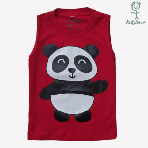Kaos Kutung / Singlet Anak Bahan Katun untuk Anak Usia 1-6 Tahun Warna Merah Motif Panda