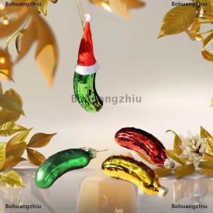 Bohuangzhiu 1Pcs Christmas Tree Hanging Ornament Glass Cucumber Pendant Creative Pickled Cucumber Christmas Tree Decor Pendant