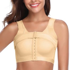 JHHB Front Breast Support Push Up Bra with Hooks Women Compression Body Shaper Top Adjustable Breast Control Trainer Shaperwear