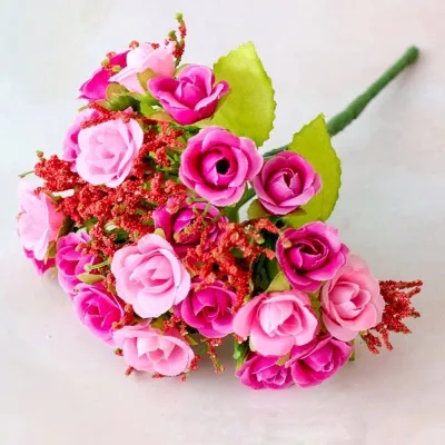 Bunga Mawar Mini Artificial Tanpa Pot Tanaman Hias Plastik Tangkai Rose Krisan Edelweis Kering