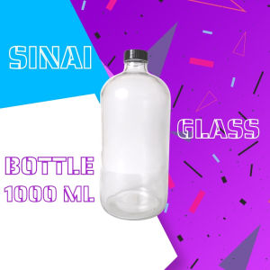SINAI Botol Kaca 1000 mL I Glass Bottle | Botol Kopi Kaca Cantik | Botol Jamu | Botol Bensin | Botol Minum
