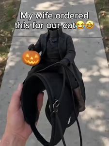 Halloween Headless Horseman Riding a Cat Figurine 3D Printed pumpkin lanterndecoration a quirky desktop craft