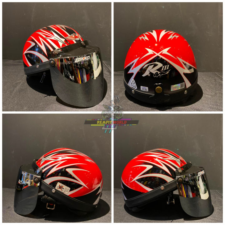 Helmet Mhr Half Red MHR III HALF CUT STELLA 100%ORIGINAL [READY