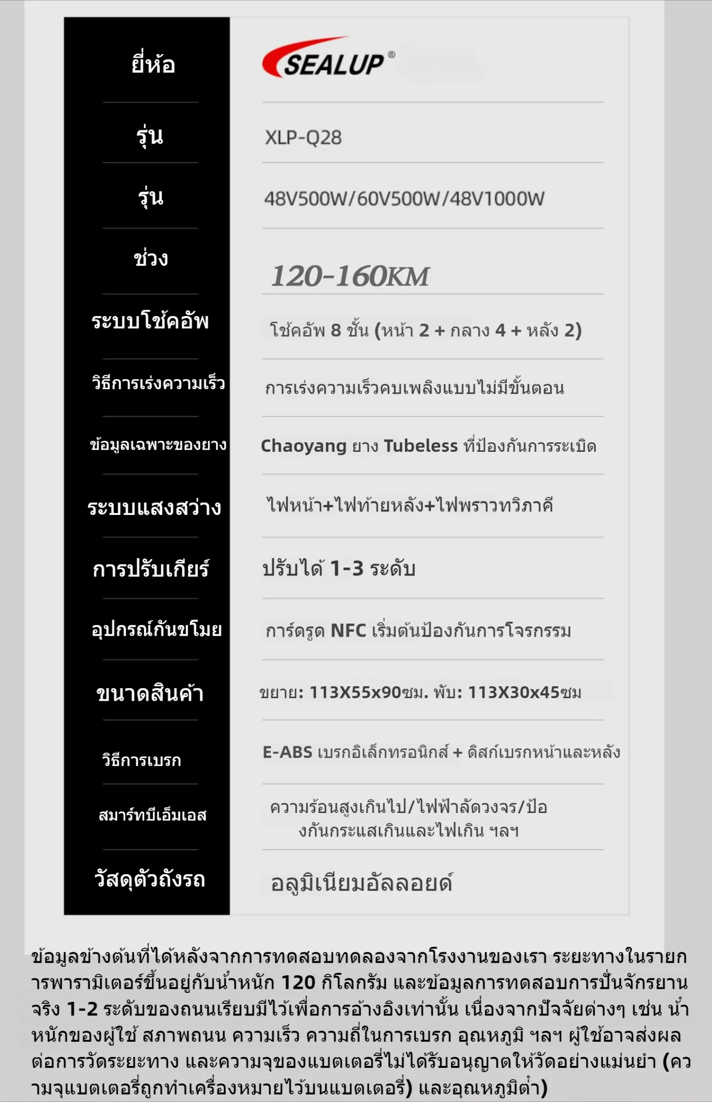SEALUP Q28 สกู็ดเตอร์ ระยะ 160KM ความเร็ว 55km/h รับ200kg มอเตอร์1000W สกูตเตอร์ scooter ไฟฟ้า รถไฟฟ้า
