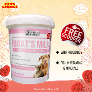 PETSCHOICE - Milk Replacer Prolific Tails Goat’s Milk 600g with probiotics rich in vitamins for Cats Dogs