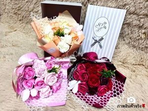 ดอกกุหลาบ ช่อดอกไม้ ดอกกุหลาบสบู่ ฟรี(การ์ดอวยพร) ของขวัญวันแห่งความรัก ของขวัญวาเลนไทน์