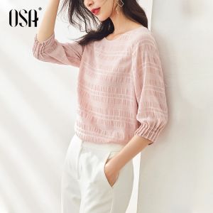 【COD】Chiffon Shirt Womens Korean Blouse Half-Sleeve Blouse Tops