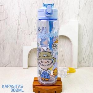 Botol Minum Anak LABUBU Karakter Warna-Warni dengan Tutup Flip Top - BPA Free