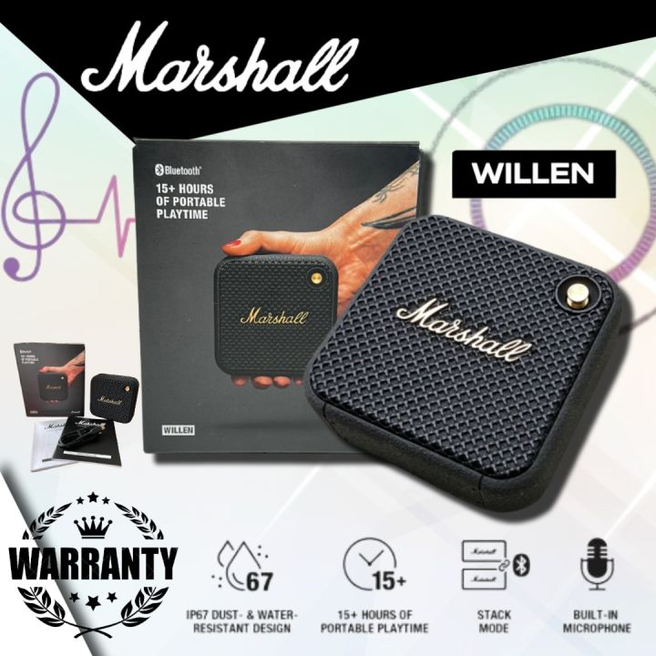 Marshall Willen Portable Bluetooth Speaker, Black & Brass