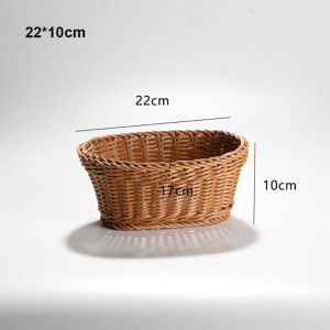 GURUNGMANI Handwoven Rattan Wicker Woven Serving Baskets Hardness Household Rattan Basket High Quality 10 Styles Bread Fruit Vegetables Basket Restaurant Serving Tabletop Display