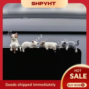 SHPYHT✨ Cute Car Center Console Decoration Ornaments Kitten Action Figure Auto Dashboard Rearview Mirror Decoration Car Accessories