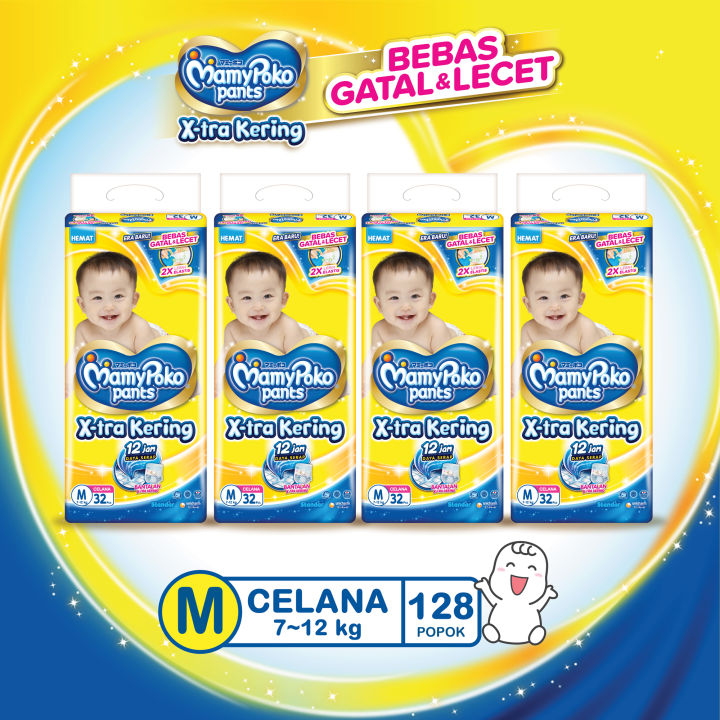 MamyPoko Pants X-tra Kering M32 (7-12kg) isi 4 pcs (128 pcs) [Karton]
