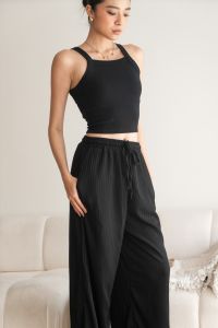 OFEYA - Rex Basic Knit Pants - Celana Santai Panjang Wanita - Wide Loose Pants