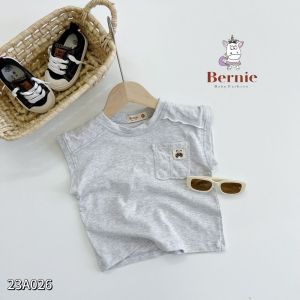Áo thun tanktop túi ngực gấu phong cách hàn quốc cho bé trai bé gái từ 9 đến 25kg Bernie 23A026