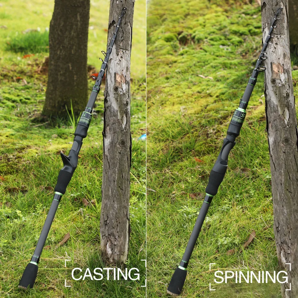 Reel Combos Carbon Fishing Rod 1.8m Lure Travel Rod Baitcasting M Power  Lure Wt.4-18g Casting Spinning Fishing Rod Fishing Gear Set (Color : Black  Casting Rod, Size : 1.8m), Rod & Reel