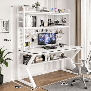 Study Table With Bookshelf Computer Table Student Study Desk Work Desk Wood Home Office Table PC Gaming Desk