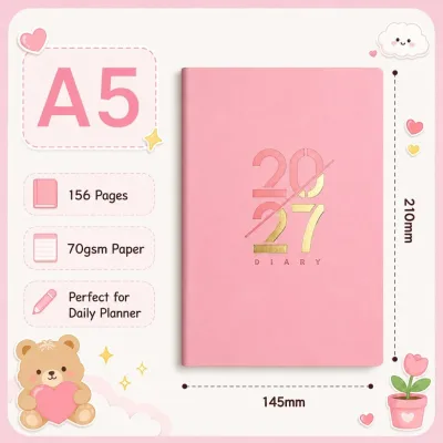 2027 Daily Planner l THICKER Paper Pastel Color Planner Diary l Notebook Calendar l Teacher Day Gifts
