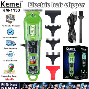 Kemei KM-735/1133 Professional Green Hair Clipper Kit Electric Razor For Haircut Original Rechargeable Hair Trimmer Set