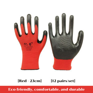 24Pairs Heavy Duty Work Gloves Protective Safety Gloves Wear-resistant Anti-slip Butyl Nitrile Work Gloves Polyester Nitrile Grip Cut-Resistant Anti-slip Gloves