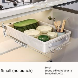 2 in 1 Pull Out kitchen Cabinet Pull Out Basket Dish Rack Kitchen Accessories and Organizers Kitchen Cabinet with Sliding