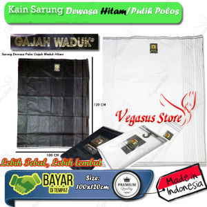 Sarung Pria Dewasa Warna Hitam & Putih Polos/Kain Sarung Hitam Putih Pria Dewasa-Vegasus Store(COD)