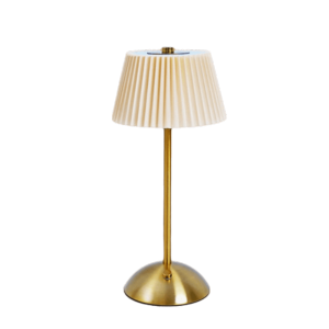 PWD0442 Fabric Shade Pleated Desk Lamp Pastoral Style Metal Base Touch Bedside Lamp Portable Soft Lights Bedside Ambient Light Living Room