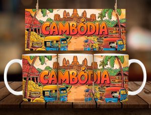 * 1 PC MUG W/ BOX * CAMBODIA MUG DESIGN 11oz with BOX SOUVINER