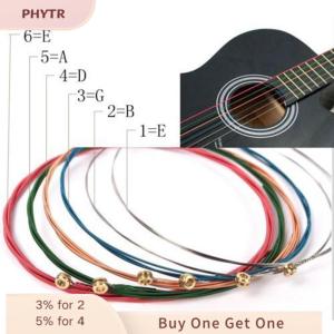 PHYTR HOT NEW One Set 6pcs Rainbow Colorful Color Strings For Acoustic Guitar Accessory