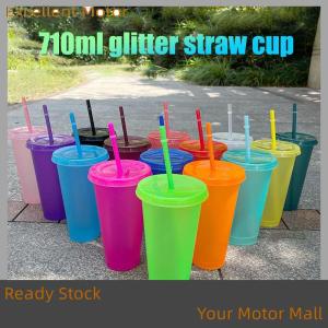 Excellent Ready Stock Straw Cup Drink Straw Mugs With Lid Plastic Tumbler Matte Coffe Bottle Cup Food Grade PP Plastic With Straw