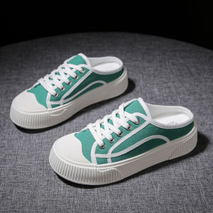 Korean Style Shoes Casual Slip on Sneakers for Women Super low price Half Canvas Shoes Green