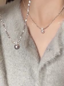 Rantai Leher Silver Pearl Necklace Vintage Elegant Clavicle Necklace Minimalist Chic Accessory