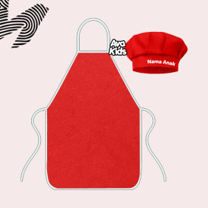 Topi Koki Costum Nama Celemek Appron Satu Set - mawarizki