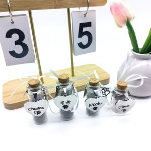 Tùy chỉnh lông thú cưng memorial jar có thể giữ tóc da tro răng tấm không gỉ với Khắc tên vật nuôi bị mất món quà chó và mèo món quà kỷ niệm