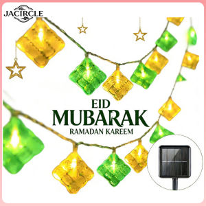 JACIRCLE Solar Light Crystal Ketupat LED Lamp Star Moon Fairy Light Raya Lampu Mubarak Ramadan Decoration
