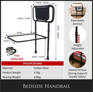 Bedside Handrail For Pregnant Women / Safety Bed Assist Rail with Storage Bed