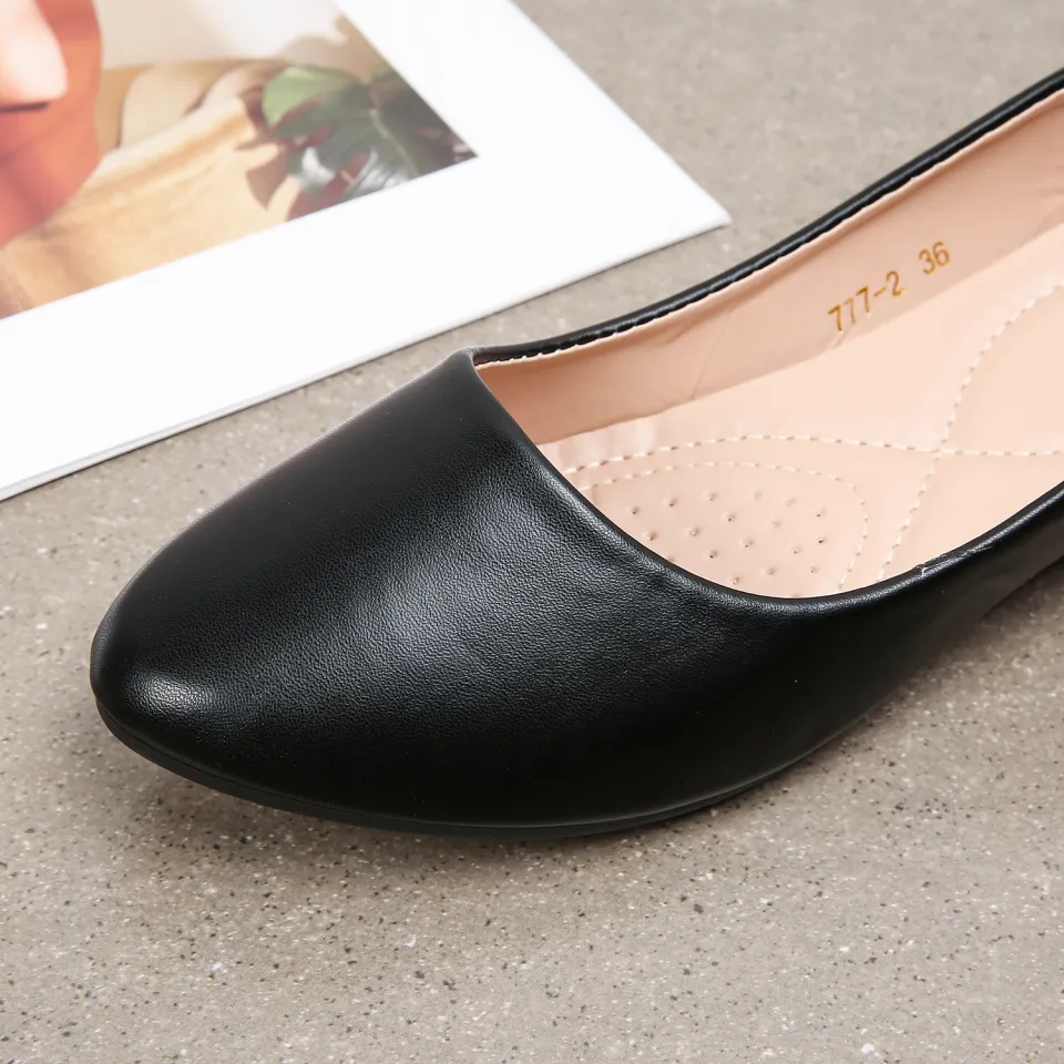 Designs Fashion Classic Leather Black School Shoes for Women Mid