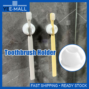2 PCS Wall Mounted Toothbrush Suction Holder No-Drill Reusable Space Saving Bathroom