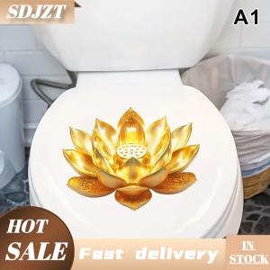SDJZT Miếng dán nhà vệ sinh Hoa Sen Vàng Miếng dán tường phòng tắm thẩm mỹ có thể tháo rời tự dính trang trí hoa sen trang trí nhà cửa