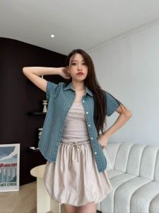 JARINYA (S-L) กระโปรงผ้าสั้นบอลลูนสีพื้น เอวสูง มีซับใน เนื้อผ้าเกรดดี