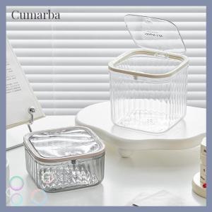 [Cumarba] Press Type Desktop Trash Convenient Plastic Transparent Storage Box Desk Organizer Office Supplies