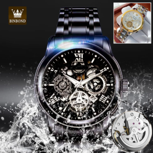 【Ready Stock In Malaysia】Hollow Automatic Movement Watch Mens Waterproof Casual WaterProof Sport Business Watch