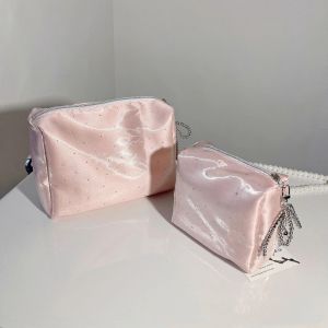 NEXTYOO Beaded Bowknot Small Makeup Bag Multi-purpose Rhinestone Cosmetic Bag Fashion Storage Bag Travel