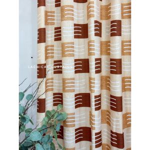 PER PC NON BLOCKOUT Garnet Brown - Mocha Mousse New Print Minimalist Home Curtains 5-9FT Length