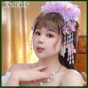 RAZIE BIN Elegant Mesh Flower Butterflies Tassels Grasping Clip For Women After Brain Hairpin Headwear Accessories Gifts