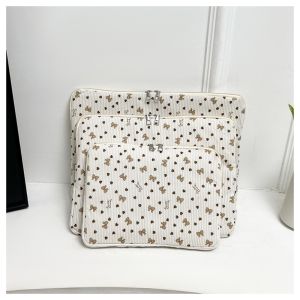 SPARAK Corduroy Laptop Case Flower Print Protective Laptop Sleeve Shockproof Tablet Protective Pouch School