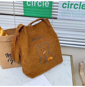 Túi tote vải nhung cúc bấm tiện lợi đeo vai đeo chéo giá rẻ Hàn Quốc đi học đi chơi