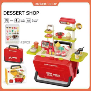 Ready Stock 55Pcs Fast Food Playset cooking Toys BBQ Cart Play Set Pretend Playset Mainan Masak Kitchen toys kid playhouse