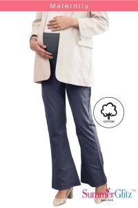 SummerGlitz Maternity Bootcut Pants Cotton Bell Bottom PLUS Size Women Pregnant Work Pants Seluar Mengandung Muslimah